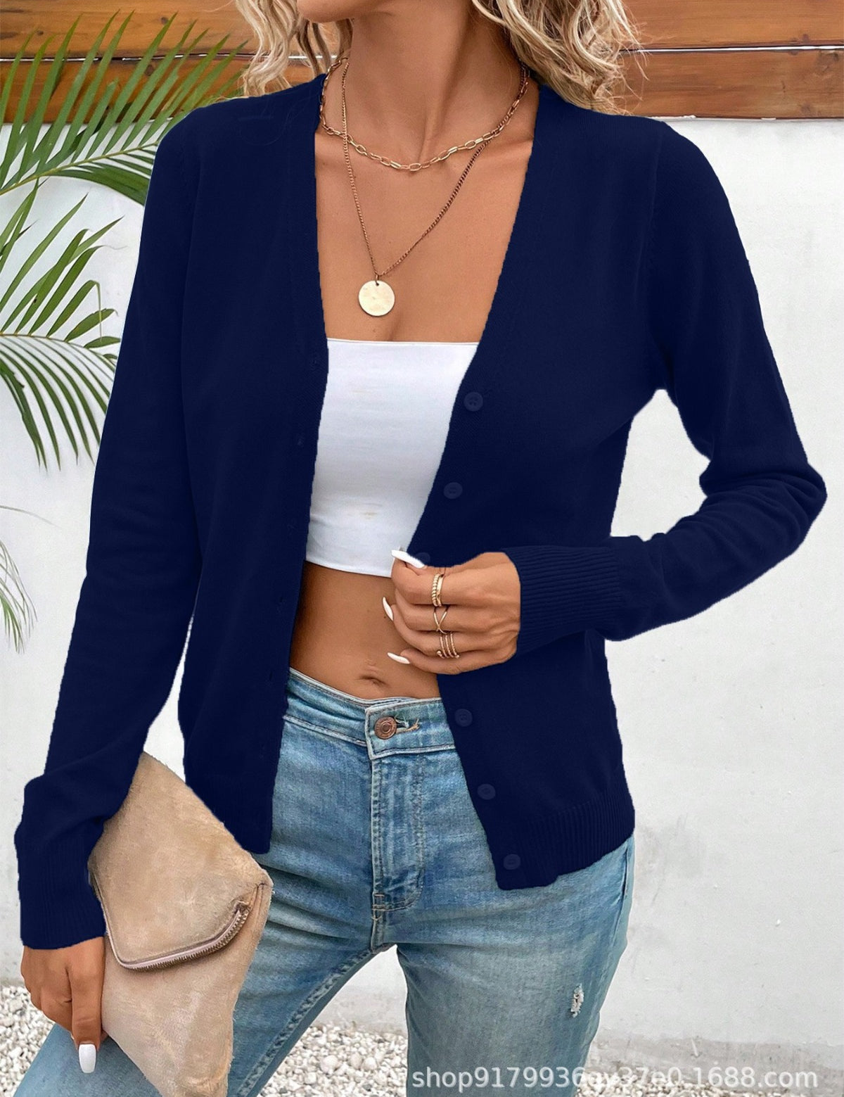 Marlene | Cardigan Donna in Maglia con Scollo a V e Bottoni Manica Lunga