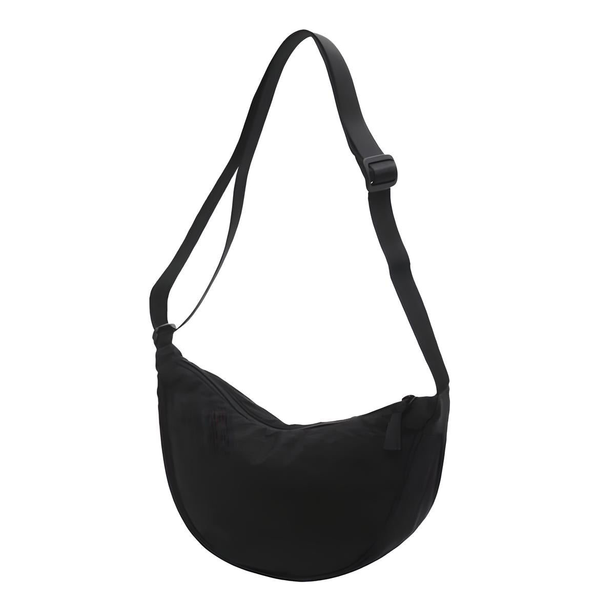 Borsa a tracolla nera unisex, design moderno, regolabile, leggera, ideale per viaggi e uso quotidiano. Accessorio moda versatile e pratico.