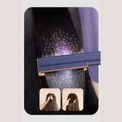 Piastra per capelli con tecnologia ionica, liscia capelli crespi, effetto lucido. Immagine dimostrativa prima e dopo. Strumento styling avanzato.