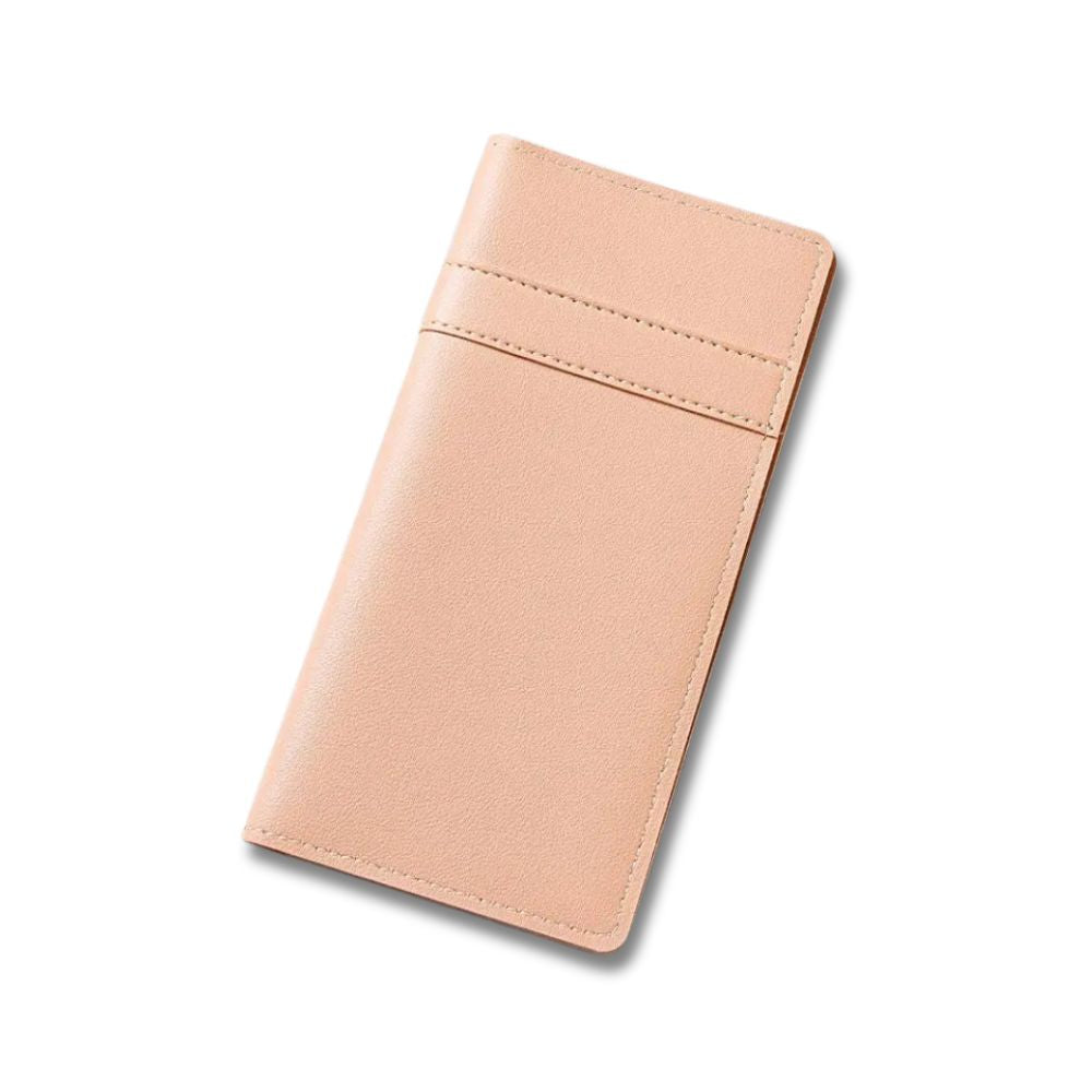 Portafoglio donna in pelle rosa chiaro, design elegante e sottile, ideale per carte e contanti. Accessorio moda femminile, regalo perfetto.