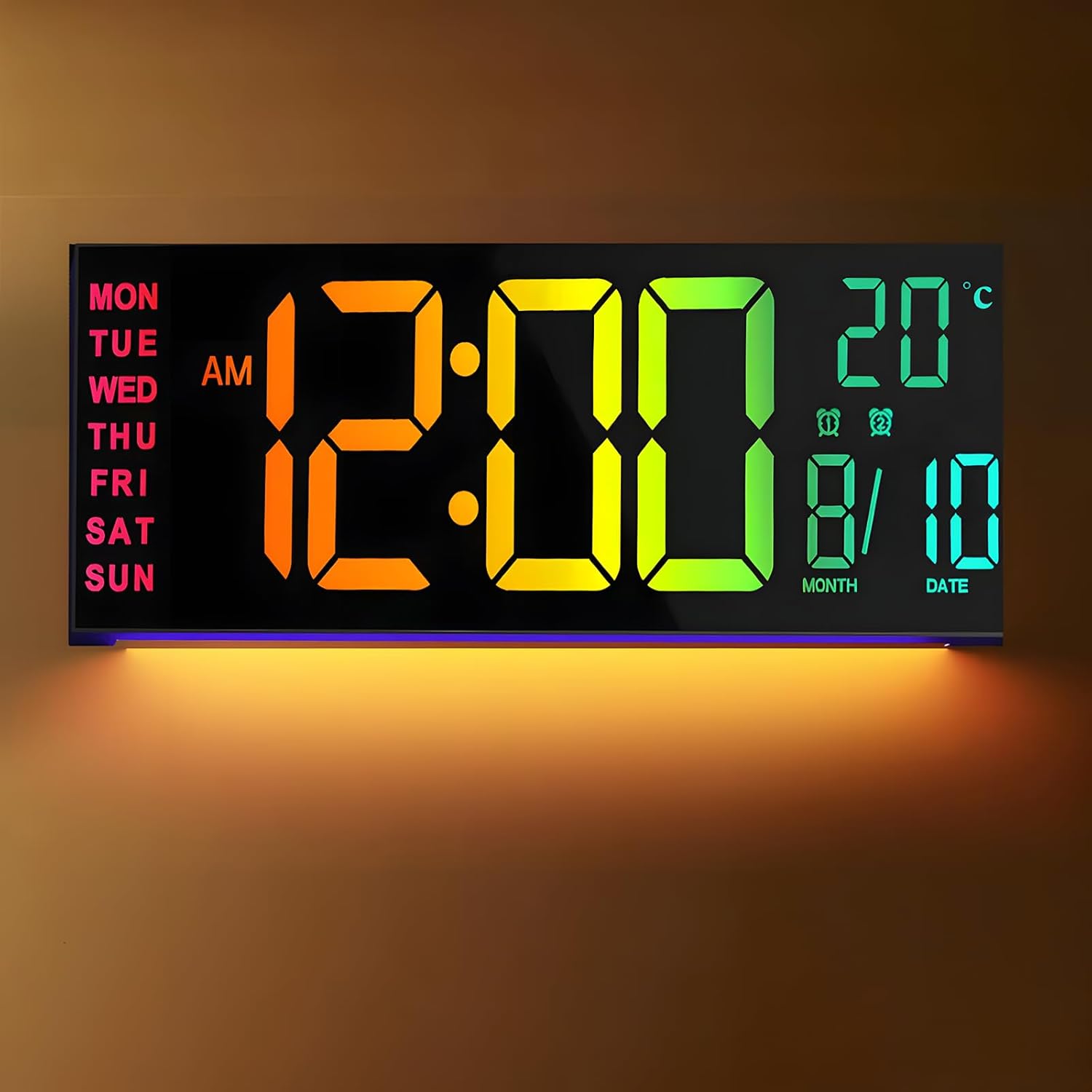 16-Zoll RGB Digitaler Wand- und Tischwecker mit Fernbedienung – Lumeris 0