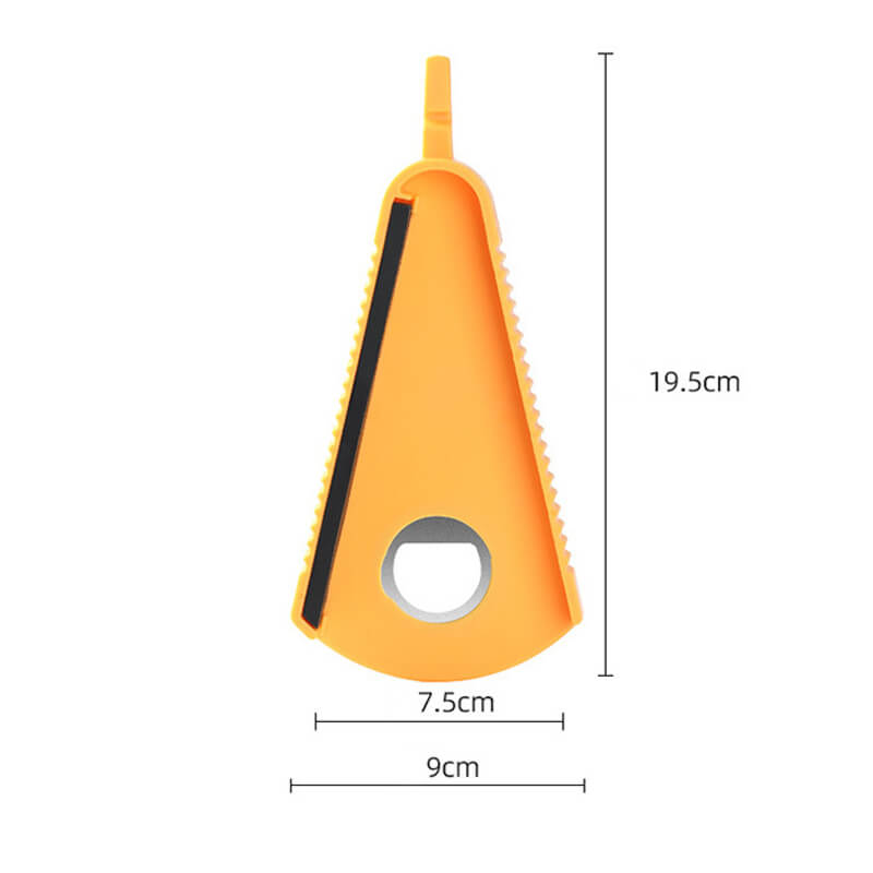 Affettaverdure arancione in plastica con lama in acciaio, dimensioni 19,5x9 cm. Utensile da cucina per tagliare verdure.