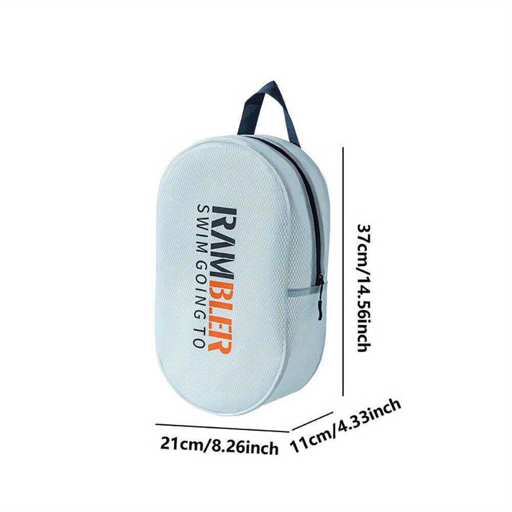 Borsa da nuoto impermeabile grigia con manico, dimensioni 37x21x11 cm, ideale per piscina e palestra, design compatto e resistente.