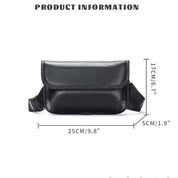 Borsa a tracolla in pelle nera, dimensioni 25x17x5 cm, elegante e pratica, ideale per uomo e donna, perfetta per uso quotidiano e viaggi.