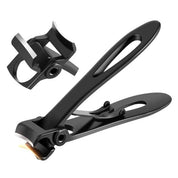 Tagliaunghie nero in acciaio inox, design ergonomico, lama affilata, accessorio per manicure e pedicure, ideale per unghie spesse e dure.
