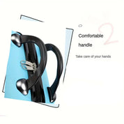 Manico ergonomico nero su valigia blu con cerniera robusta, design confortevole per proteggere le mani. Valigia da viaggio resistente.