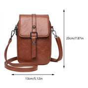 Borsa a tracolla in pelle marrone, dimensioni 20x13 cm, con chiusura a fibbia e tracolla regolabile. Elegante e pratica per uso quotidiano.