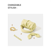 Borsa a tracolla verde chiaro con tracolla regolabile e fiocco staccabile, design elegante e versatile, accessorio moda donna.