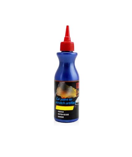 Bottiglia di vernice per ritocchi auto, blu, con tappo rosso. Ideale per riparare graffi su carrozzeria. Prodotto per cura auto.
