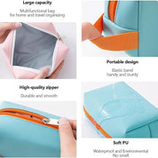 Borsa da viaggio multifunzionale in PU morbido, impermeabile, con cerniera di alta qualità e design portatile. Ideale per organizzare casa e viaggi.
