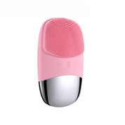 Dispositivo di pulizia viso in silicone rosa, spazzola elettrica per esfoliazione e massaggio, impermeabile, ricaricabile, cura della pelle.