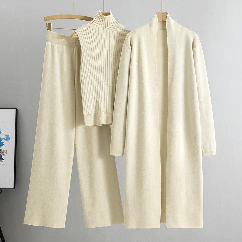 Emilia | 3-teiliges Loungewear-Set für Damen aus Strick mit langem Cardigan