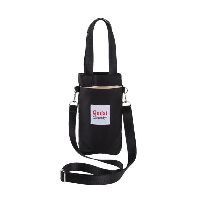 Borsa a tracolla nera Qudai, design compatto, tasca frontale con zip, tracolla regolabile, ideale per uso quotidiano e viaggi.