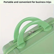 Valigia verde chiaro con manici robusti, ideale per viaggi d'affari. Design compatto e portatile, perfetto per spostamenti frequenti.