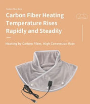 Scaldacollo in fibra di carbonio grigio, riscaldamento rapido e costante, alta efficienza di conversione, con cavo di alimentazione incluso.