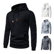 Felpa con cappuccio da uomo in tessuto a quadri, disponibile in nero, bianco, grigio chiaro e scuro. Design casual, ideale per l'autunno e l'inverno.