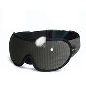 Maschera per dormire grigia in tessuto traspirante, design ergonomico, blocco totale della luce, ideale per viaggi e relax. Accessorio per il sonno.