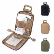 Custodia tattica compatta in nylon impermeabile, disponibile in vari colori. Ideale per accessori EDC, con gancio moschettone e tasche interne organizzate.