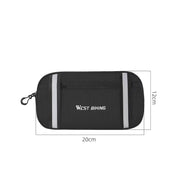 Custodia nera per bicicletta West Biking, dimensioni 20x12 cm, con cerniera e strisce riflettenti, ideale per accessori ciclismo.
