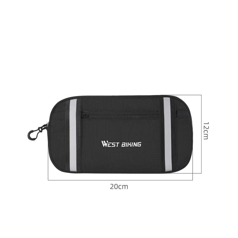 Custodia nera per bicicletta West Biking, dimensioni 20x12 cm, con cerniera e strisce riflettenti, ideale per accessori ciclismo.