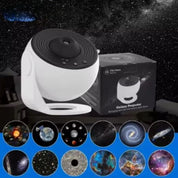 Proiettore galassia LED con scatola, proietta immagini spaziali e galassie. Ideale per decorazioni luminose, effetti stellari, atmosfera rilassante.