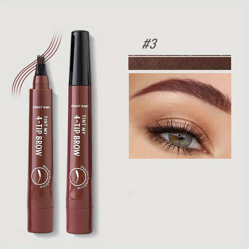 Penna sopracciglia 4 punte, marrone, effetto naturale, trucco occhi, definizione precisa, lunga durata, resistente all'acqua, tonalità #3.