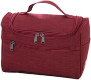 Borsa da viaggio rossa con manico, doppia cerniera, tasca frontale. Ideale per organizzare accessori, cosmetici, articoli da toeletta.