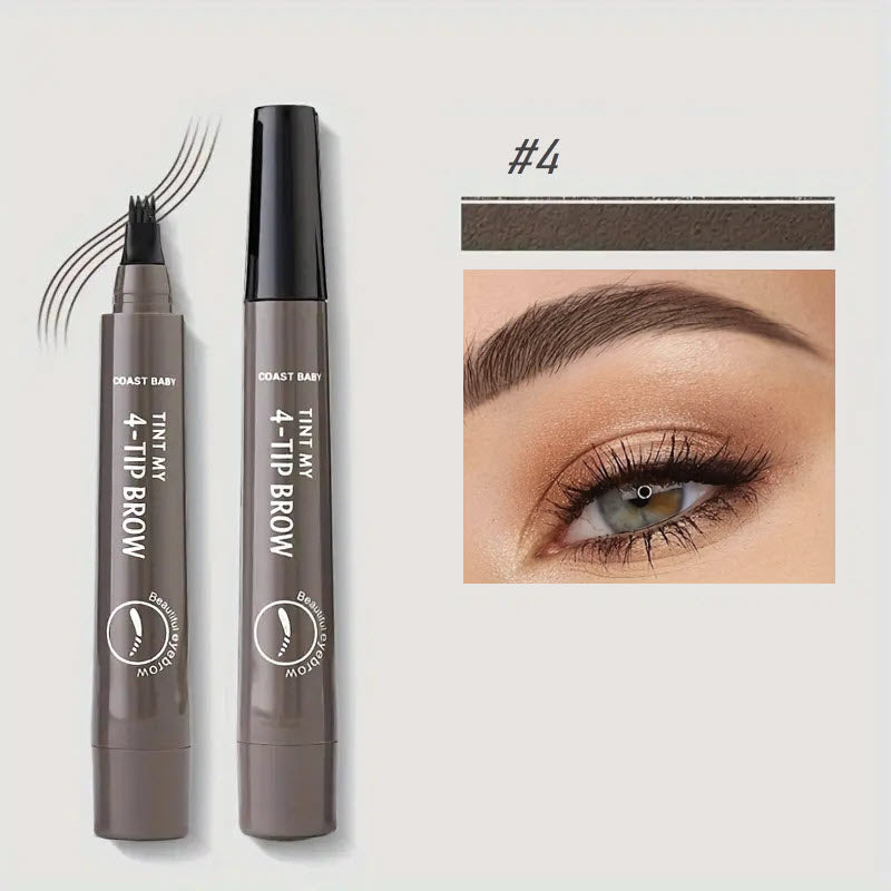 Penna sopracciglia 4 punte, marrone scuro, effetto naturale, trucco occhi, lunga durata, facile applicazione, ideale per definire e riempire.