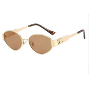 Occhiali Da Sole Donna Ovali In Metallo Con Lenti Scure - Stile Minimalista Elegante E Chic