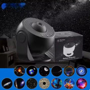 Proiettore galassia nero con confezione, proietta immagini spaziali e stellari. Ideale per decorazioni luminose e atmosfera rilassante.