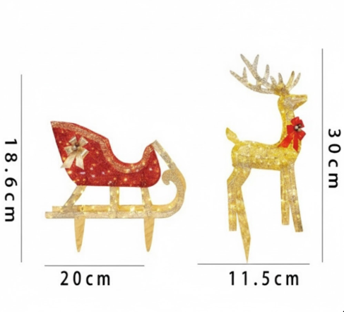 FestivePaws – Dekoration in Form eines von Hunden gezogenen Schlittens mit beleuchteten Weihnachts-LED-Lichtern