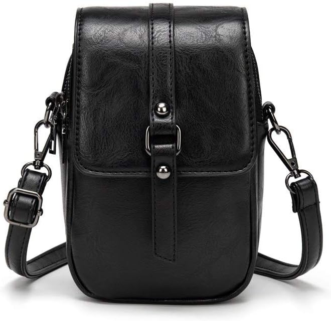 Borsa a tracolla in pelle nera, design elegante con chiusura a fibbia, ideale per uomo e donna. Accessorio moda versatile e pratico.