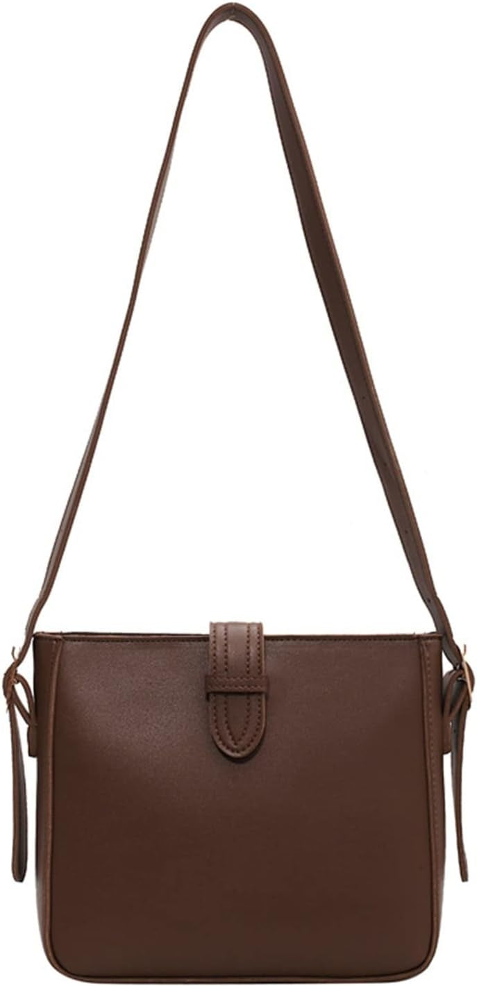 Borsa a tracolla in pelle marrone, design elegante e minimalista, ideale per donna, perfetta per uso quotidiano e occasioni speciali.