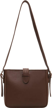 Borsa a tracolla in pelle marrone, design elegante e minimalista, ideale per donna, perfetta per uso quotidiano e occasioni speciali.