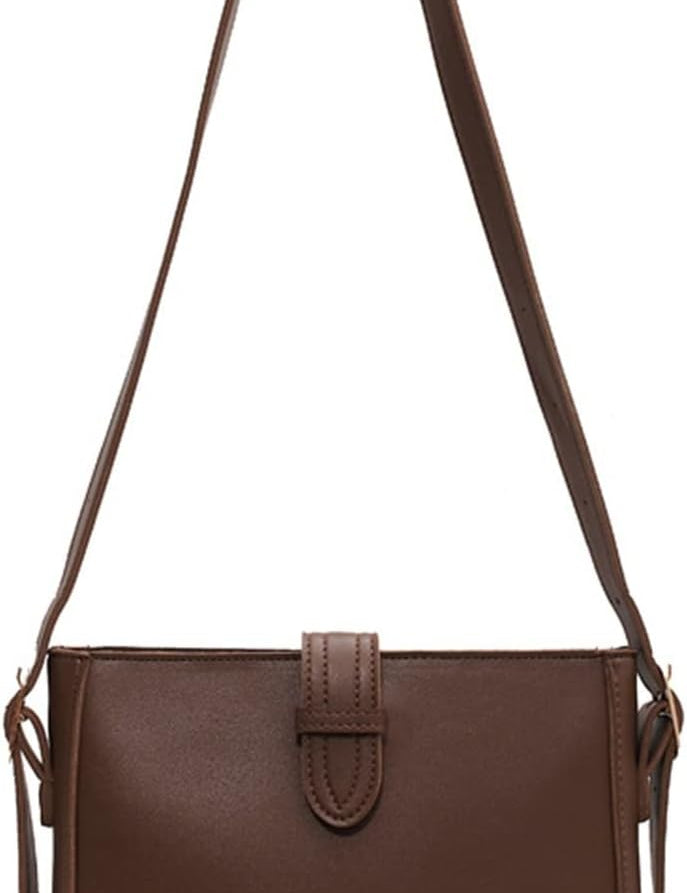 Borsa a tracolla in pelle marrone, design elegante e minimalista, ideale per donna, perfetta per uso quotidiano e occasioni speciali.