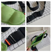 Cintura massaggiante verde con fibbia regolabile, design ergonomico, ideale per sollievo muscolare e benessere. Accessorio per massaggi a casa.