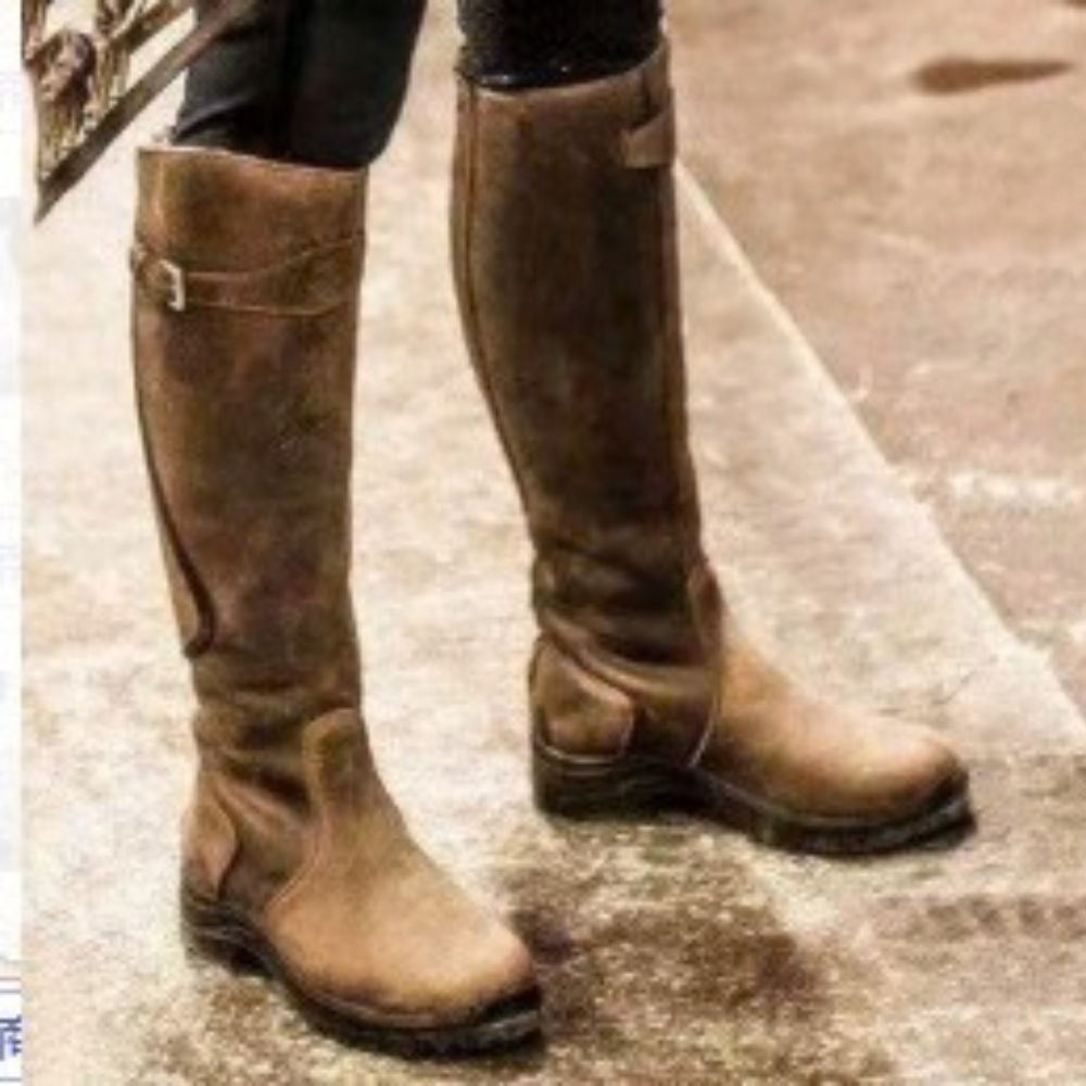 Johanna | Women's waterproof knee-high leather boots with buckle, EU 35-43