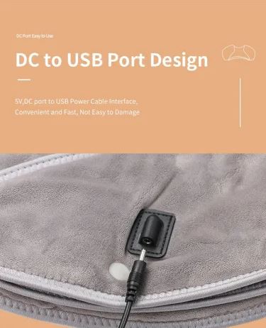Cavo adattatore DC a USB su tessuto grigio, design resistente, interfaccia di alimentazione 5V, pratico e veloce, ideale per dispositivi elettronici.