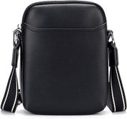 Borsa a tracolla nera in pelle sintetica, design compatto, con cerniera e tracolla regolabile. Accessorio moda unisex, ideale per ogni occasione.