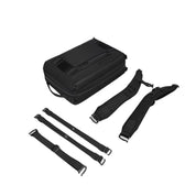 Zaino da viaggio nero modulare con cinghie regolabili, design elegante e funzionale, ideale per viaggi e lavoro. Accessori inclusi.
