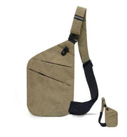 Tracolla a spalla in tessuto beige, design moderno e funzionale, con cinghia regolabile nera. Ideale per viaggi e uso quotidiano.