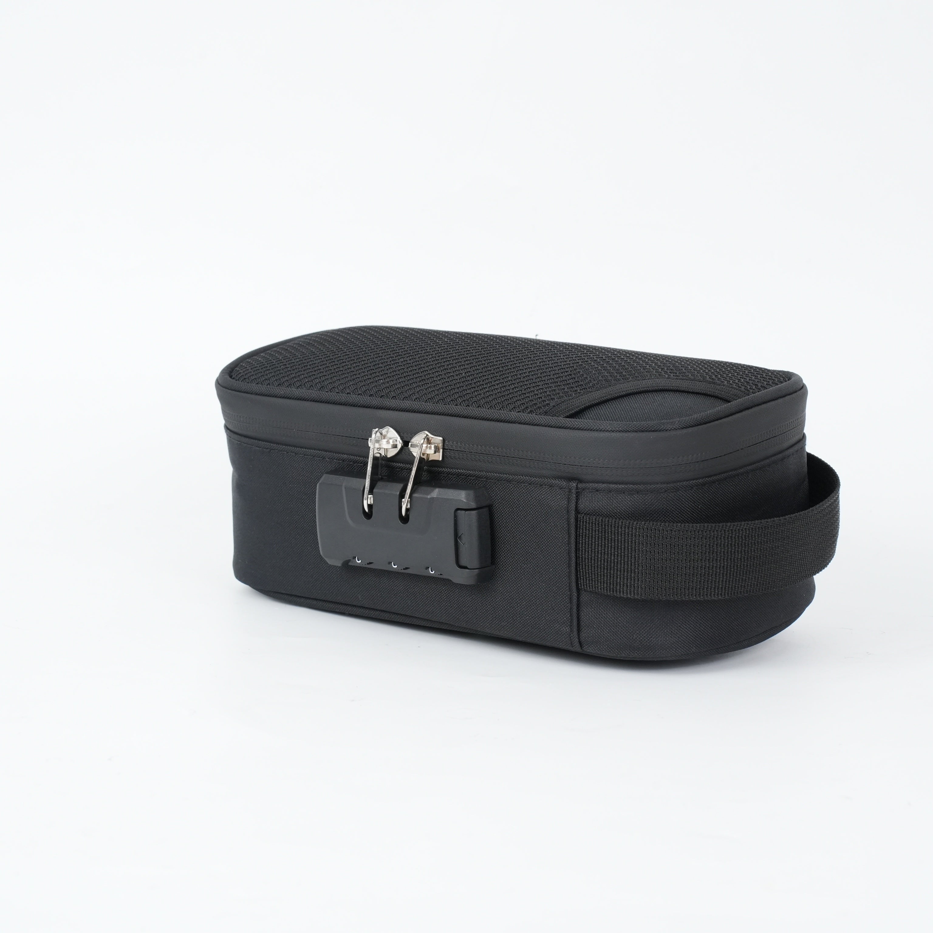 Borsa da manubrio nera per bicicletta con chiusura a zip, tasca frontale e cinturino regolabile. Accessorio bici, resistente e spazioso.