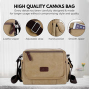 Borsa a tracolla in tela di alta qualità con cerniera in pelle, tasca pratica, tracolla regolabile e cerniera liscia. Design elegante e resistente.
