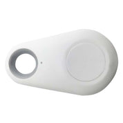 Dispositivo di localizzazione Bluetooth bianco, compatto e portatile, con foro per portachiavi. Ideale per trovare oggetti smarriti.