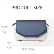 Borsa a tracolla blu e bianca, dimensioni 33x24x12 cm, design moderno, ideale per laptop e accessori, perfetta per lavoro e viaggio.