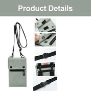 Borsa a tracolla grigia con tasca frontale con zip, chiusura a bottone, cinturino regolabile e dettagli in metallo nero. Accessorio moda unisex.