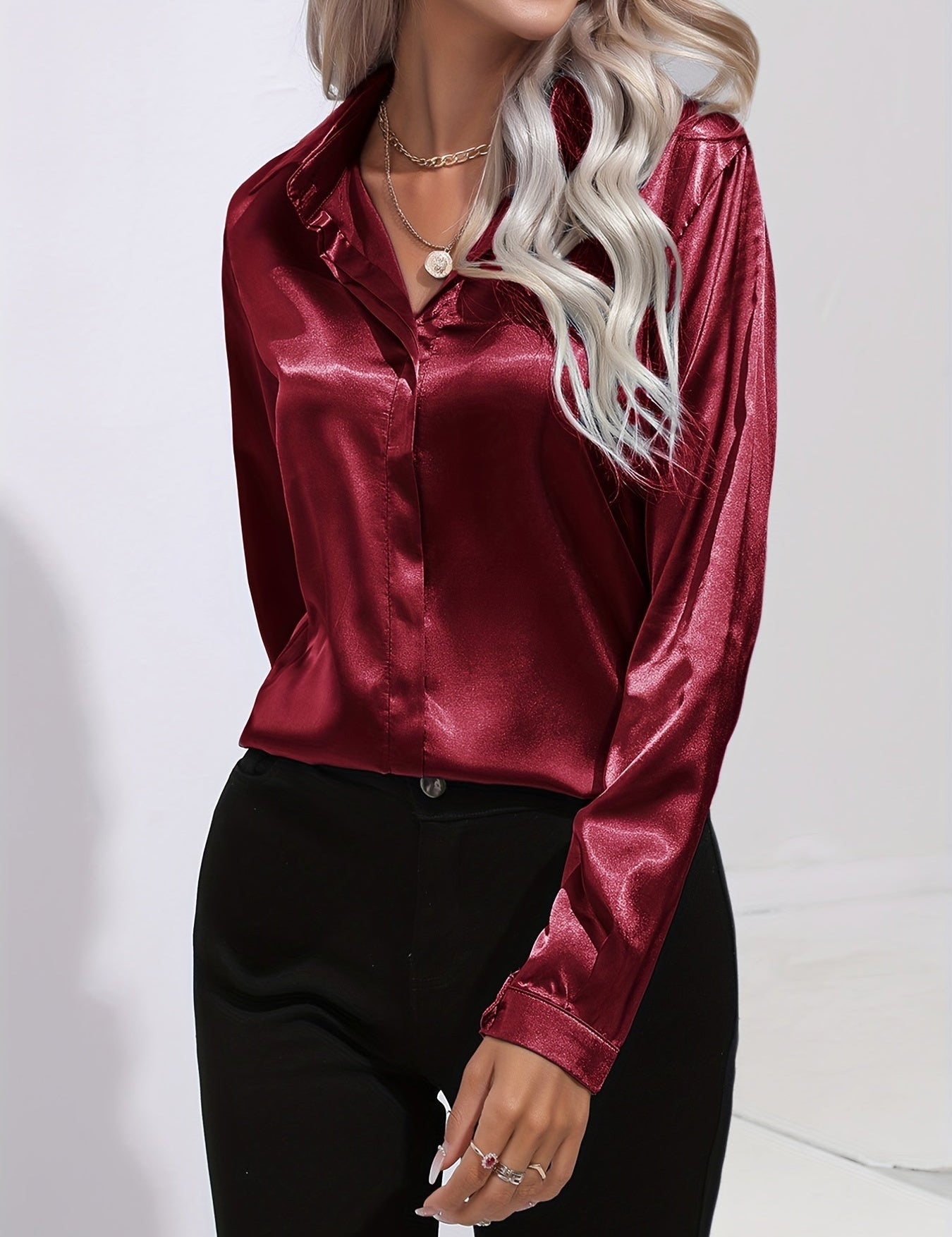 Aaliyah | Camicia da donna in raso con bottoni 12