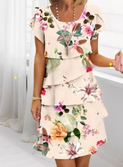 Abiti Cerimonia Donna Elegante con Volant e Maniche Corte per Occasioni Speciali 1