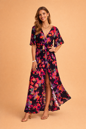 Abiti Cerimonia Donna Maxi Elegante con Scollo a Busta per Occasioni Speciali e Estate 1
