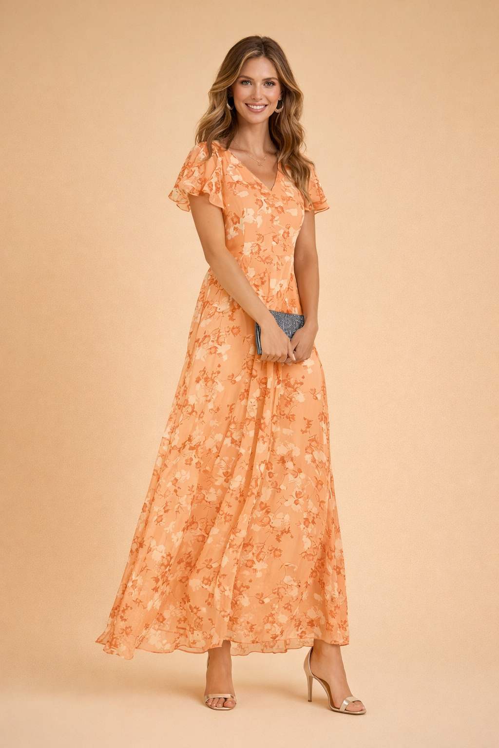 Abito Cerimonia Donna Midi Elegante Floreale - Vestiti Eleganti per Occasioni Speciali 0